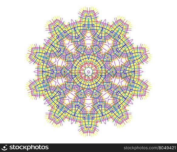 Abstract bright color concentric shape on white