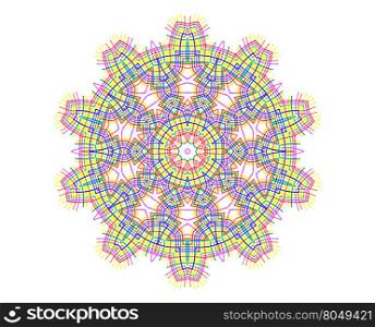 Abstract bright color concentric shape on white