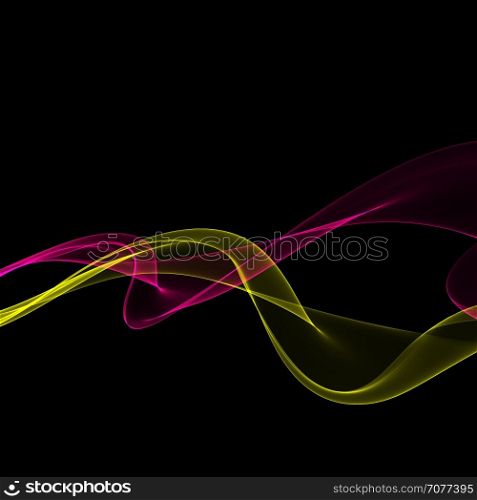 Abstract bright color fume shapes on black background