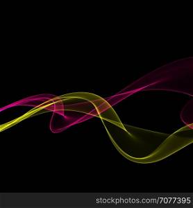 Abstract bright color fume shapes on black background