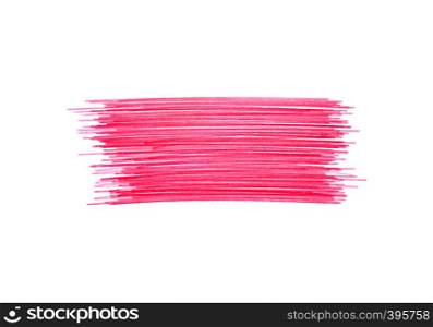 Abstract bright crimson touches texture isolated on white background