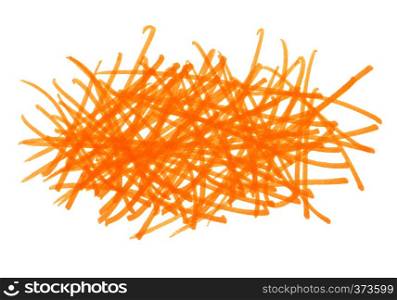 Abstract bright orange handmade touches texture isolated on white background