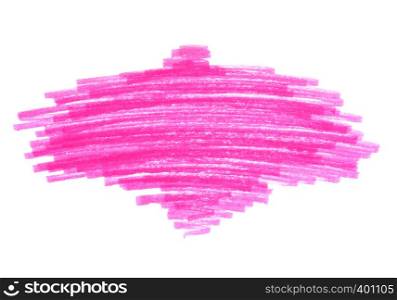 Abstract bright pink handmade touches texture isolated on white background