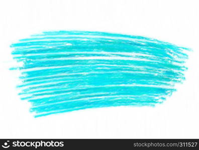 Abstract bright turquoise touches texture isolated on white background