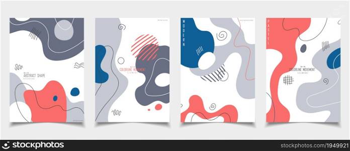 Abstract brochures deisgn artwork of free hand drawing template set. Overlapping for copy space of text background. illustration vector