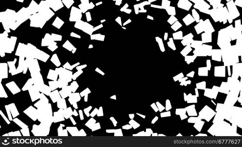 Abstract broken glass pattern: White pieces over black. Large resolution
