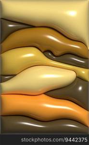 Abstract brown background with curved lines, 3D rendering illustration, inflated figures