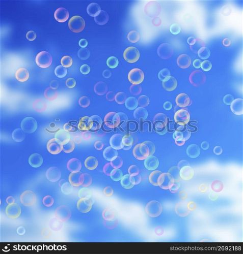 Abstract bubble design on sky background