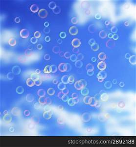 Abstract bubble design on sky background