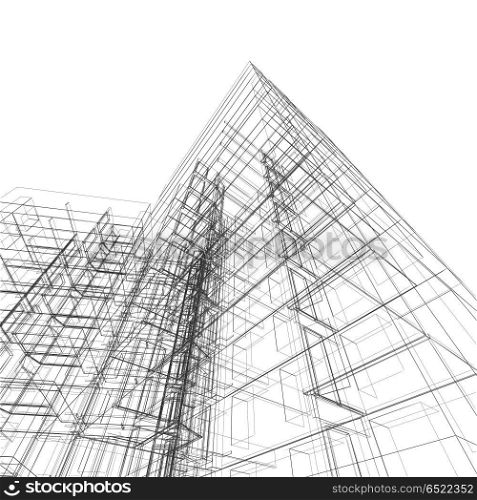Abstract building 3d rendering. Abstract building. Architecture design and model my own 3d rendering. Abstract building 3d rendering