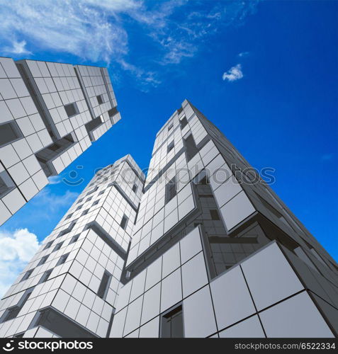 Abstract building 3d rendering scene. Abstract building. My architecture and 3d rendering model. Abstract building 3d rendering scene