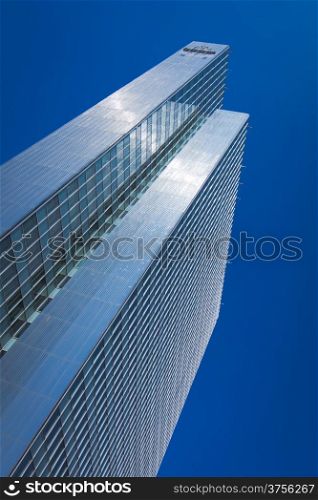 Abstract building. blue glass wall of skyscraper