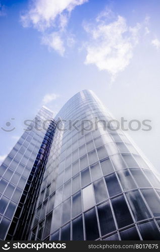 Abstract building. blue glass wall of skyscraper