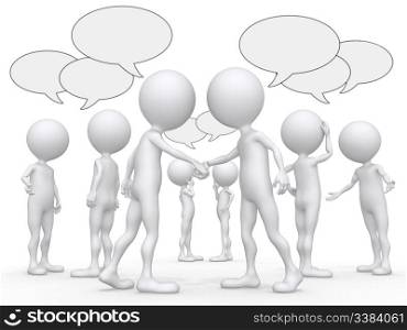 abstract business people figures with speech bubbles