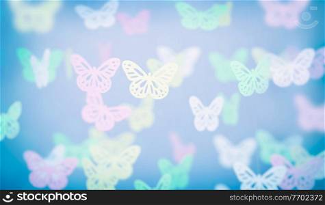 Abstract butterfly background, cute little baby room decoration, beautiful girly greeting card in a pastel colors, tender wedding invitation