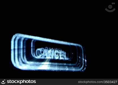 abstract cancel button on black background