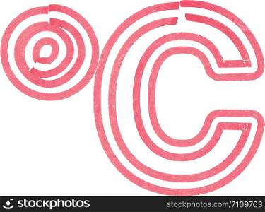 Abstract celcius Symbol made with red marker vector illustration