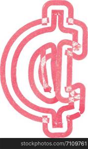 Abstract cent Symbol made with red marker vector illustration