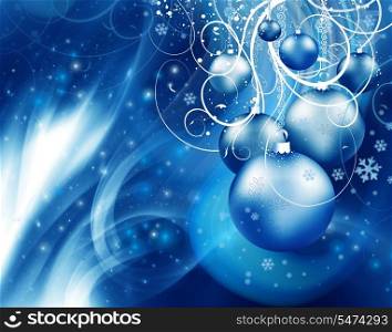 Abstract Christmas background with blue event balls