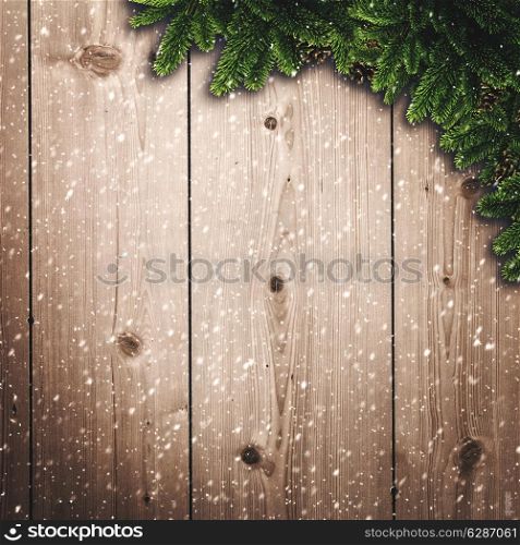 Abstract christmas backgrounds with noel decorations and old wooden desk