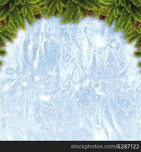 Abstract christmas backgrounds with xmas decorations over iced texture