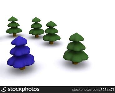 abstract christmas tree. 3D firtree