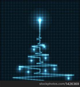 Abstract Christmas tree from heart beats cardiogram