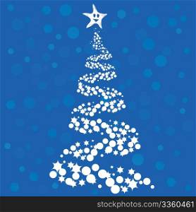 Abstract Christmas tree on blue background