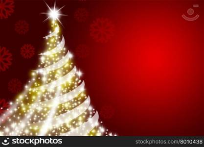 Abstract Christmas tree over deep red background