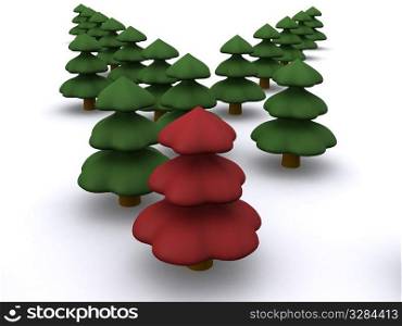 abstract christmas trees. 3d