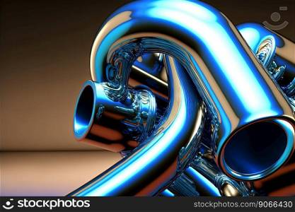 Abstract chrome pipes composition. Industry themed background with shiny metallic connected pipes. Generated AI. Abstract chrome pipes composition. Industry themed background with shiny metallic connected pipes. Generated AI.
