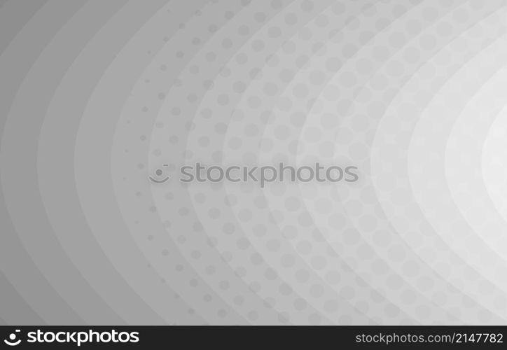 Abstract circle dots design of gradient white template. Overlapping with geometric halftone background. Illustration vector