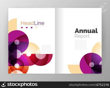 Abstract circles, annual report covers. Modern business brochure templates