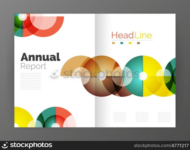 Abstract circles, annual report covers. Modern business brochure templates