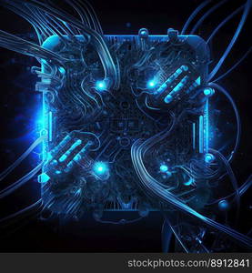 Abstract circuit cyberspace design created with Generative Ai technology