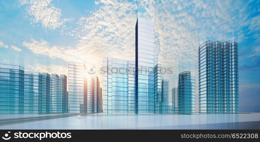 Abstract city scene 3d rendering. Abstract city scene. Architecture design 3d rendering. Abstract city scene 3d rendering