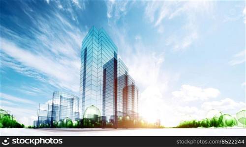 Abstract city scene. Abstract city scene. Architecture design 3d rendering. Abstract city scene