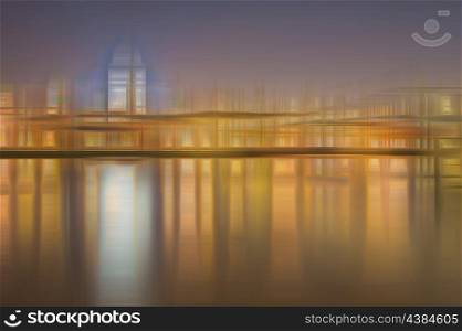 Abstract city skyline blur background impressionism