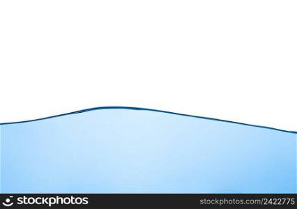 Abstract clean flow ripple surface on liquid. Light blue water wave with air bubbles and a little bit splashed underwater, studio shot isolated on white background