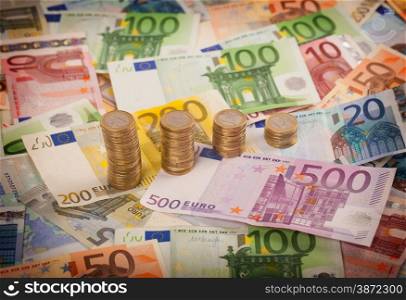 Abstract closeup of euro money.