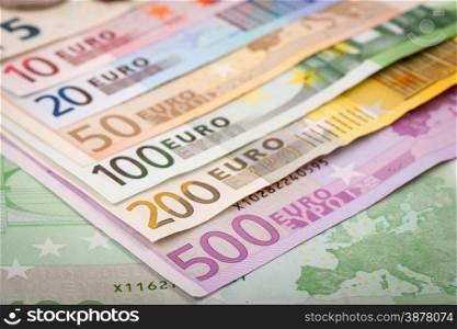 Abstract closeup of euro money.