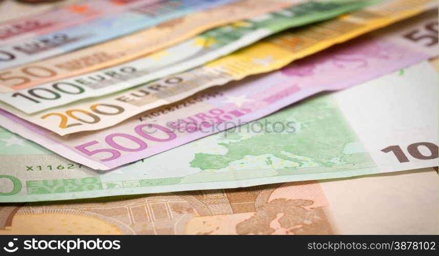 Abstract closeup of euro money.