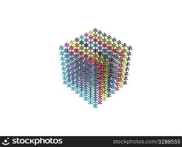 abstract CMYK shapes background. 3d