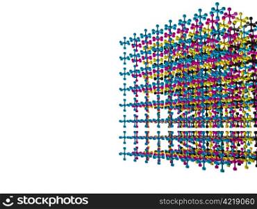 abstract CMYK shapes background. 3d
