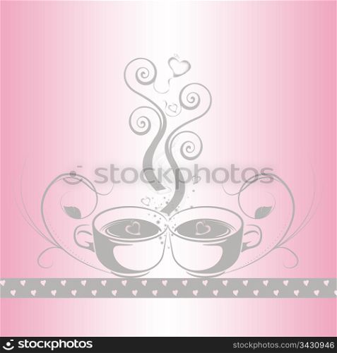 Abstract coffee concept with floral and hearts pattern