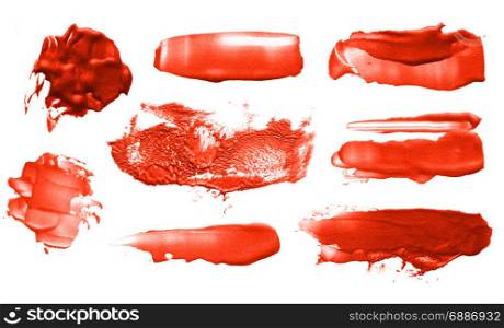 Abstract color acrylic brush strokes. Collection. Isolated.
