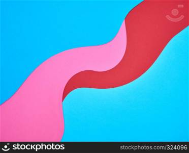 abstract color background of blue, red and pink wave shapes, full frame