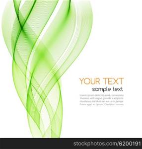 Abstract color curved lines background. Template brochure design. Smoke lines. Abstract background, green transparent waved lines for brochure, website, flyer design. Green smoke wave. Green wavy background