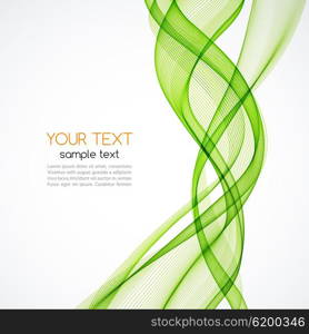 Abstract color curved lines background. Template brochure design. Smoke lines. Abstract background, green transparent waved lines for brochure, website, flyer design. Green smoke wave. Green wavy background