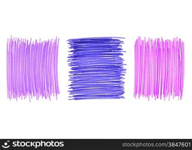 Abstract color drawn elements for design on white background